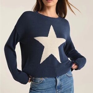 Z Supply Sienna Star Sweater In blue Size XL NWT